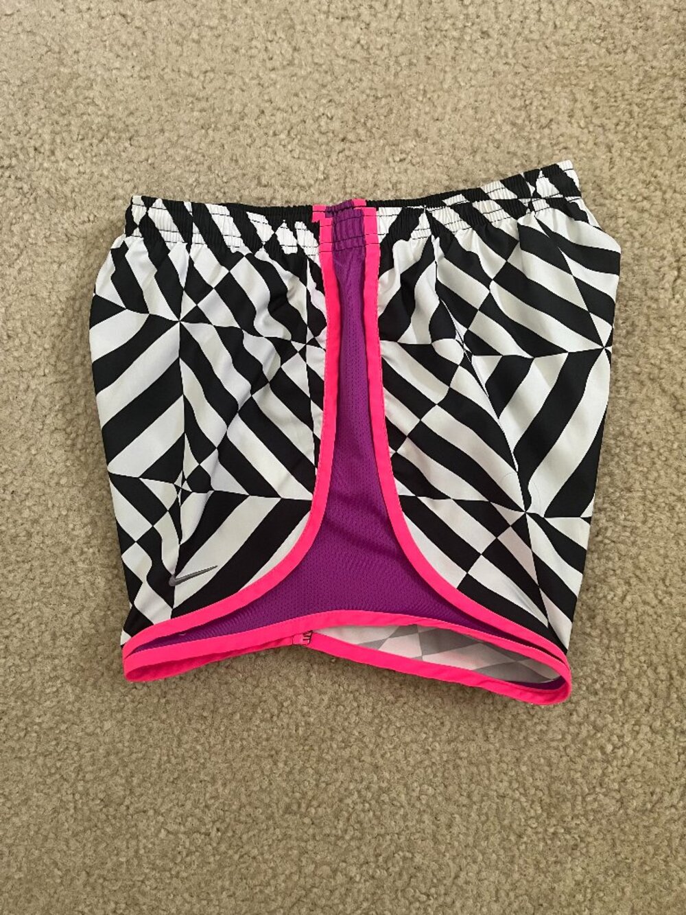 Nike Tempo Athletic Shorts • Size X-Small • Black / White / Purple / Pink